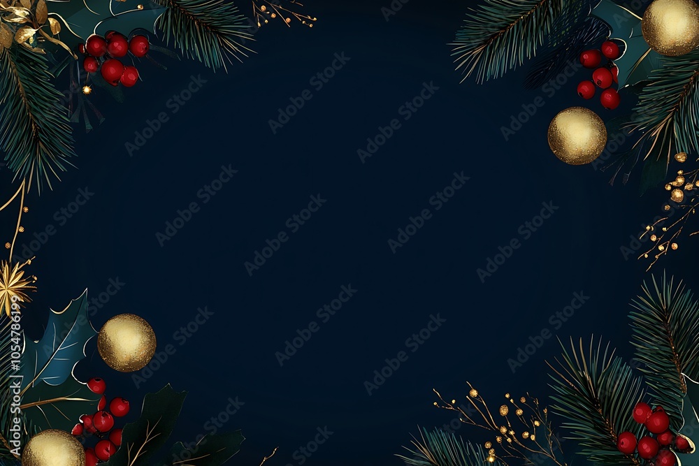 A Christmas tree adorned with golden ornaments against a dark green background, with a bokeh effect.