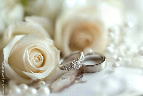 Elegant Wedding Rings and Roses Arrangement photo