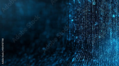 Obraz na płótnie Digital Matrix Code Background in Blue with Binary and Futuristic Loops : Generative AI