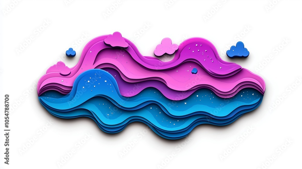 Vibrant Sticker Design of Colorful Waves and Clouds Vibrant Sticker Design of Colorful Waves and Clouds