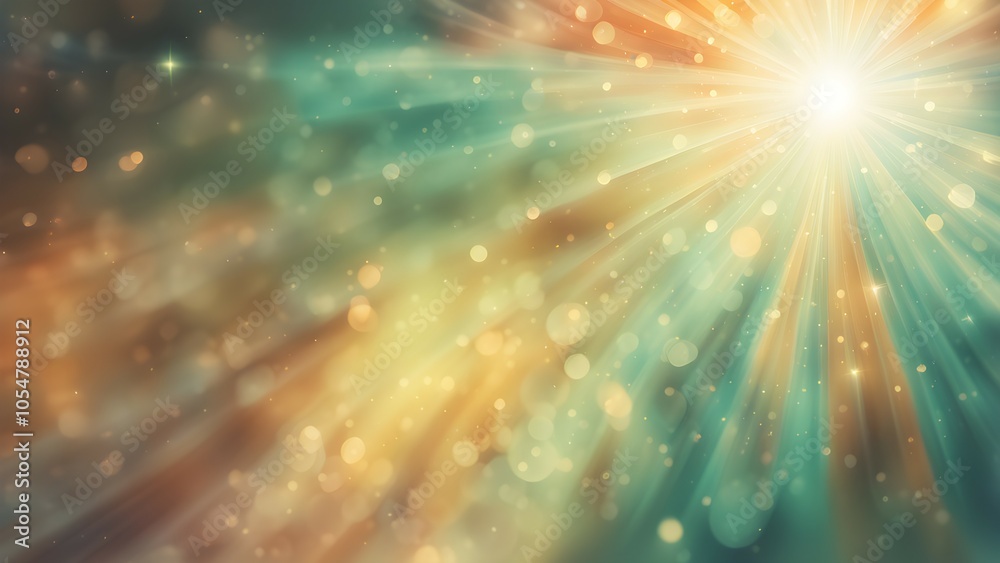 Obraz premium A vibrant abstract background featuring light rays and bokeh effects.
