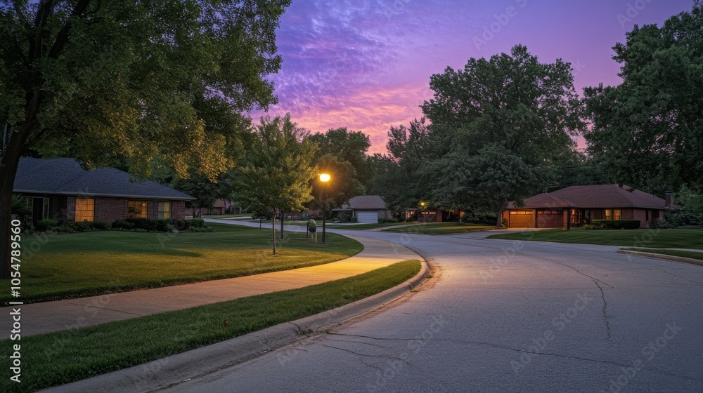 Cozy Residential Neighborhood at Dusk Cozy Residential Neighborhood at Dusk