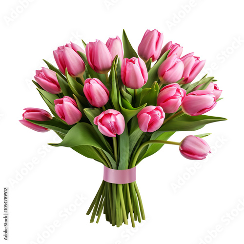 Elegant Bouquet of Fresh Pink Tulips for Spring, Romance, and Special Occasions PNG Icon on transparent background