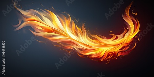 A fiery feather, a symbol of passion and energy, burns bright against a dark background.