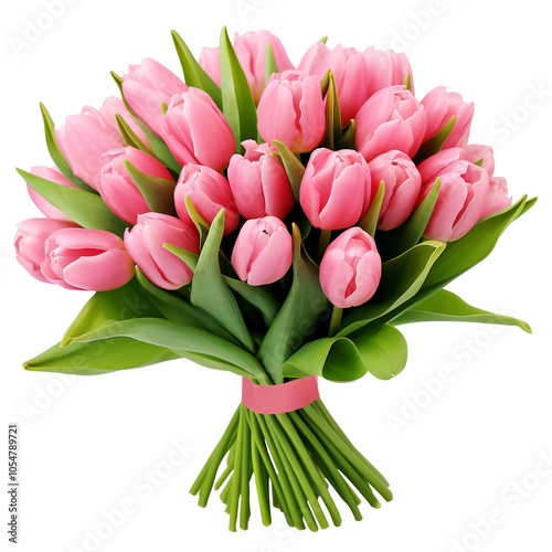 Elegant Bouquet of Fresh Pink Tulips for Spring, Romance, and Special Occasions PNG Icon on transparent background