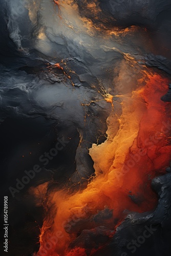 Abstract digital art with swirling shades of orange, yellow, and gray.