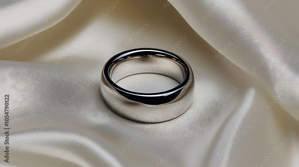 Classic wedding ring with timeless elegance on soft satin fabric Classic wedding ring with timeless elegance on soft satin fabric