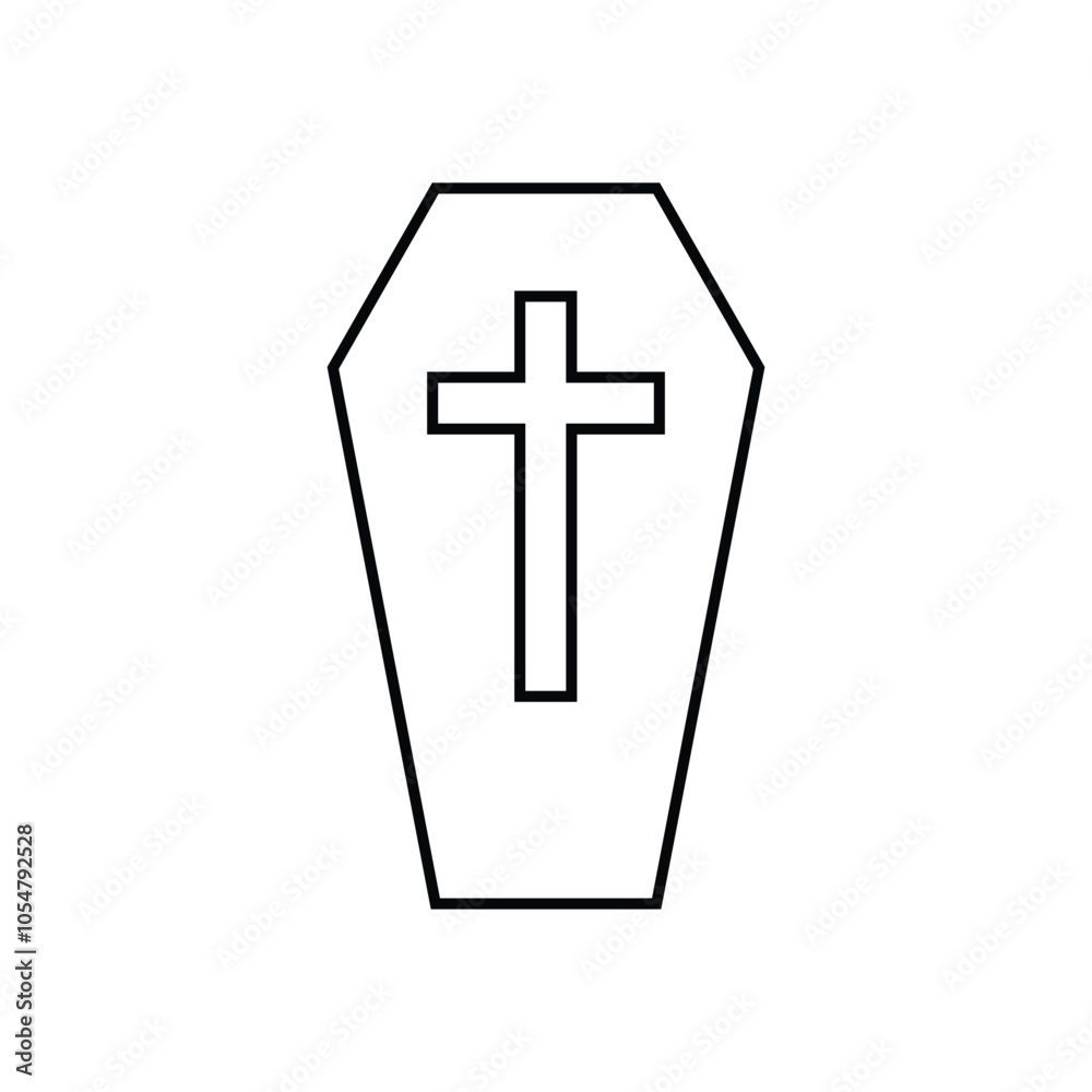 Coffin line icon isolated on white background. Death symbol vector illustration. Coffin line icon isolated on white background. Death symbol vector illustration.