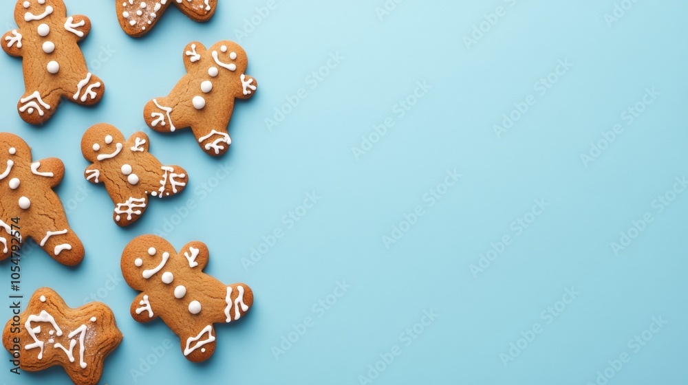 illustration of many Christmas cookies on a blue background illustration of many Christmas cookies on a blue background