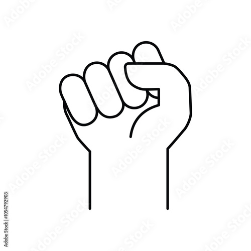 Fist raised up, strong arm line icon. Outline style sign for web and app. Fist hand up gesture vector illustration on white background. Power, solidarity and freedom concept.
