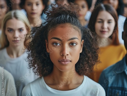 Diverse individuals gathered in a virtual forum, exploring new digital identities Scene photo