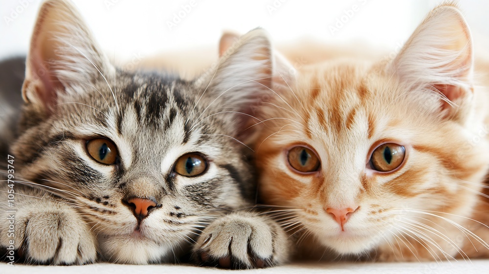 Adorable Gray and Orange Kittens Snuggling Together for a Joyful Moment of Friendship and Affection : Generative AI Adorable Gray and Orange Kittens Snuggling Together for a Joyful Moment of Friendship and Affection : Generative AI