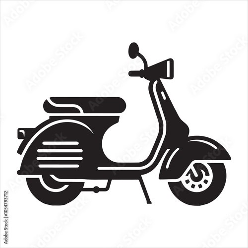 Scooter silhouette on white background