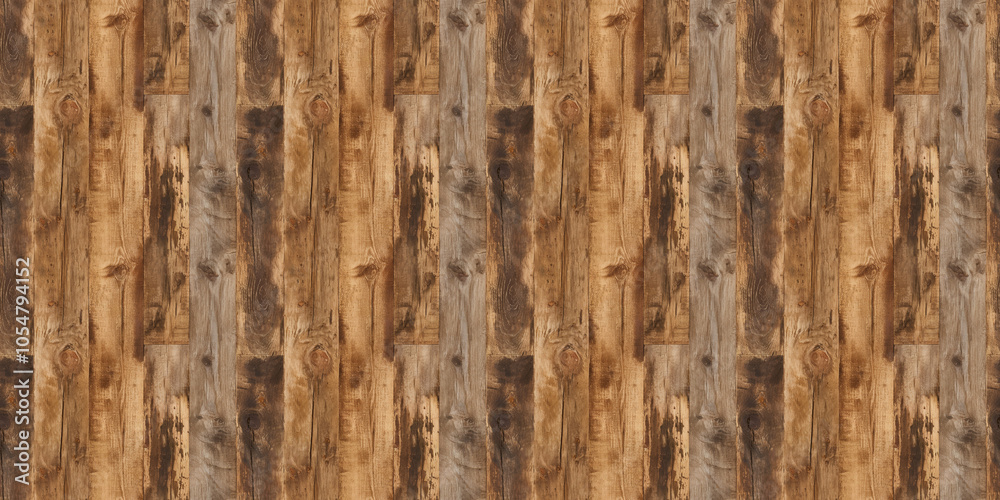 Seamless Pattern Texture Background: A close-up, top-down view of reclaimed wood flooring, filling the entire frame Seamless Pattern Texture Background: A close-up, top-down view of reclaimed wood flooring, filling the entire frame