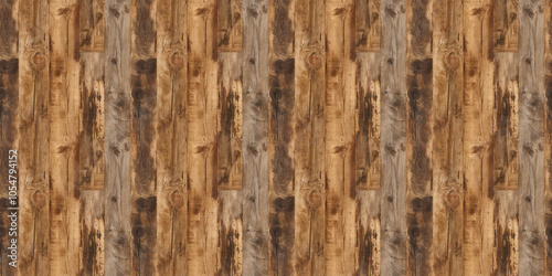 Seamless Pattern Texture Background: A close-up, top-down view of reclaimed wood flooring, filling the entire frame