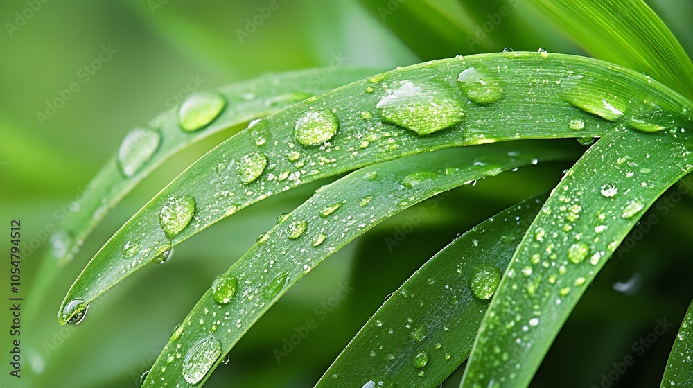 Closeup of Fresh Green Leaves with Water Droplets Symbolizing Nature's Purity and Freshness : Generative AI Closeup of Fresh Green Leaves with Water Droplets Symbolizing Nature's Purity and Freshness : Generative AI