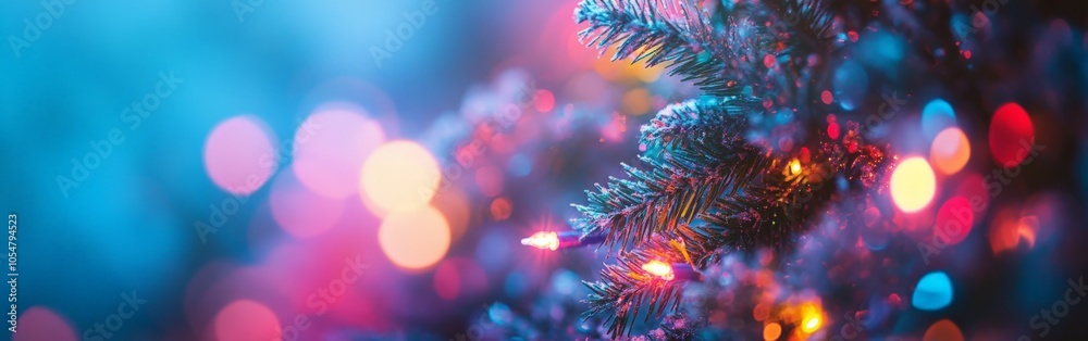 Abstract Christmas bokeh with colorful festive lights