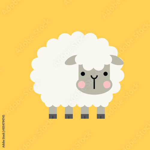Cute cartoon sheep character. Vector illustration.