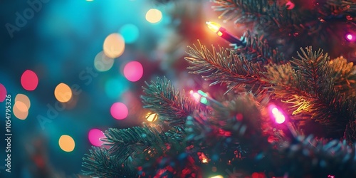 Abstract Christmas bokeh with colorful festive lights