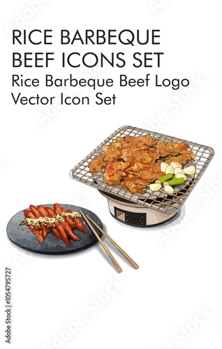 Barbeque beef logo vector icon set 