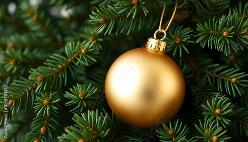 A Matte Christmas Ornament Nestled in Pine
