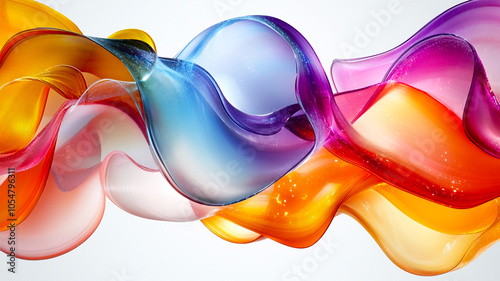 Abstract 3d colorful glass waves with smooth shiny flowing landscape wallpaper