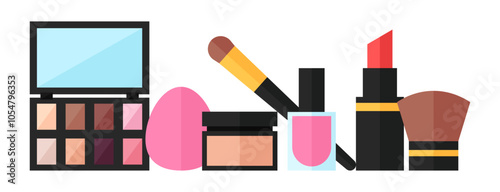 Border decoration cosmetic beauty make up flat illustration