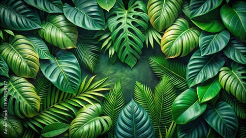 Wallpaper Mural Lush green foliage background with full frame of tropical leaves texture, nature, green, leaves Torontodigital.ca