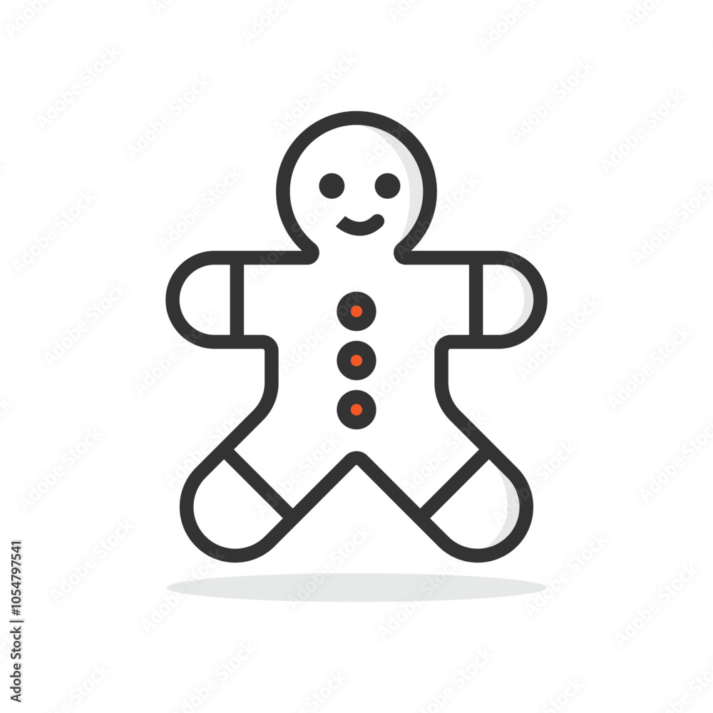 Outline christmas gingerbread man doodle element. Outline christmas gingerbread man doodle element.