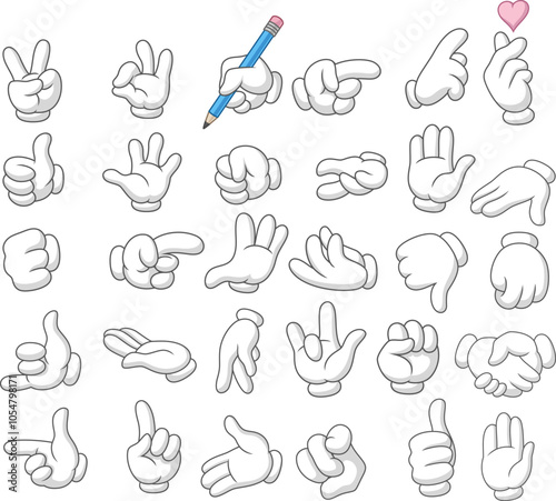 Illustration of hand gesture collection set