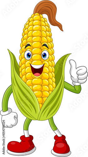 Cartoon funny corn giving thumb up