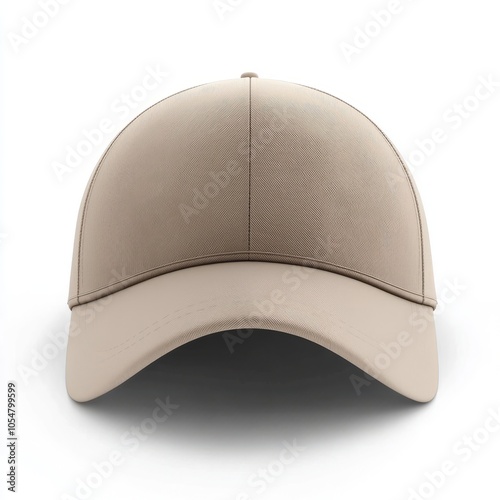 realistic high quality color beige baseball cap mockup isolated