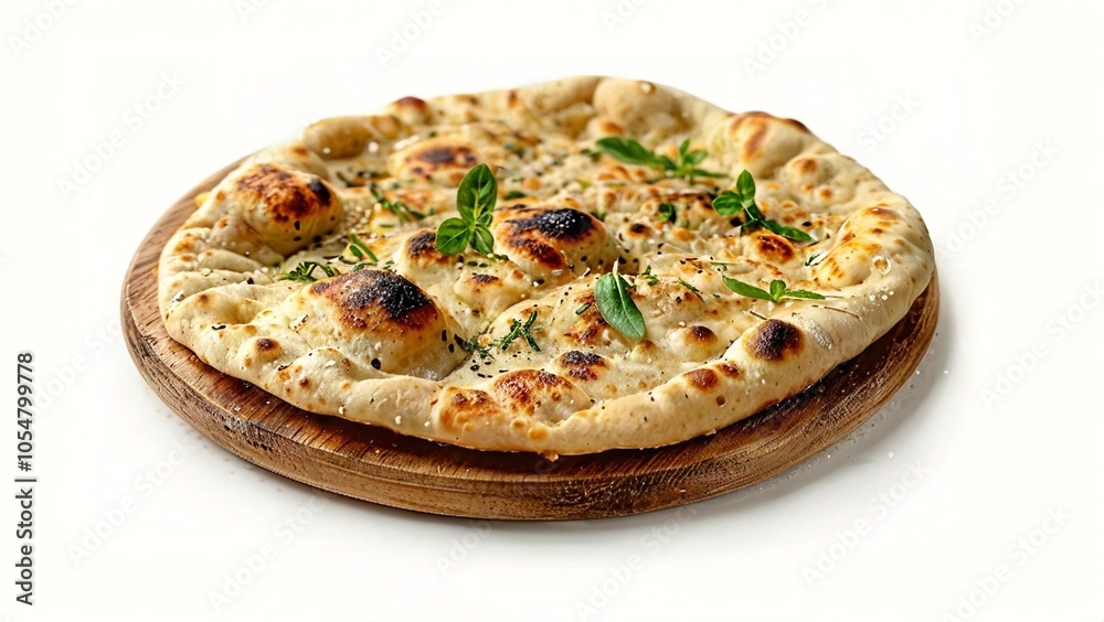 A flat bread on a white background A flat bread on a white background
