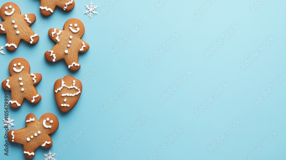 illustration of many Christmas cookies on a blue background illustration of many Christmas cookies on a blue background