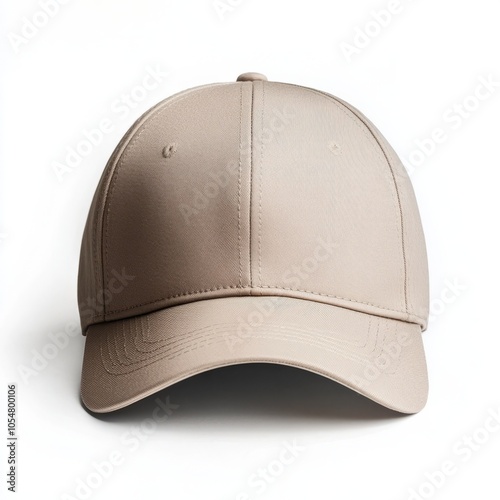 realistic high quality color beige baseball cap mockup isolated photo