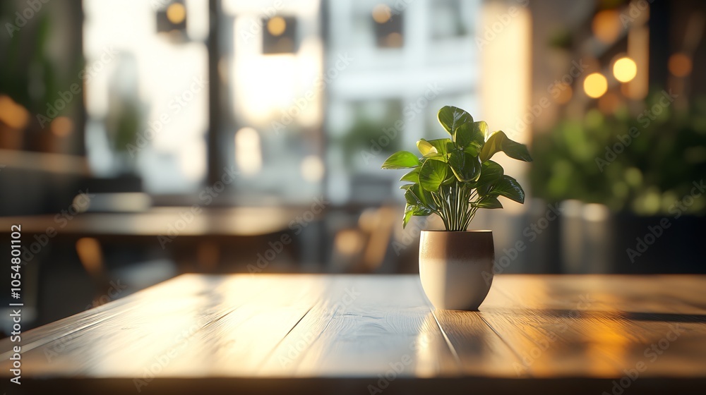 Rustic Dining Venue With Natural Wood Surface and Indoor Greenery : Generative AI Rustic Dining Venue With Natural Wood Surface and Indoor Greenery : Generative AI