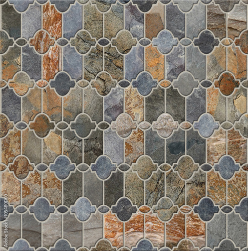  Vintage tiles intricate details for a decorative look. Ceramic paint floor, ornament Collection Patchwork
