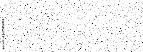 Black and white dirty dotted seamless pattern. Grunge dripped sprinkles, particles, dust or splashes wallpaper. Distress noise grain repeating background. Random mottled gritty overlay texture. Vector