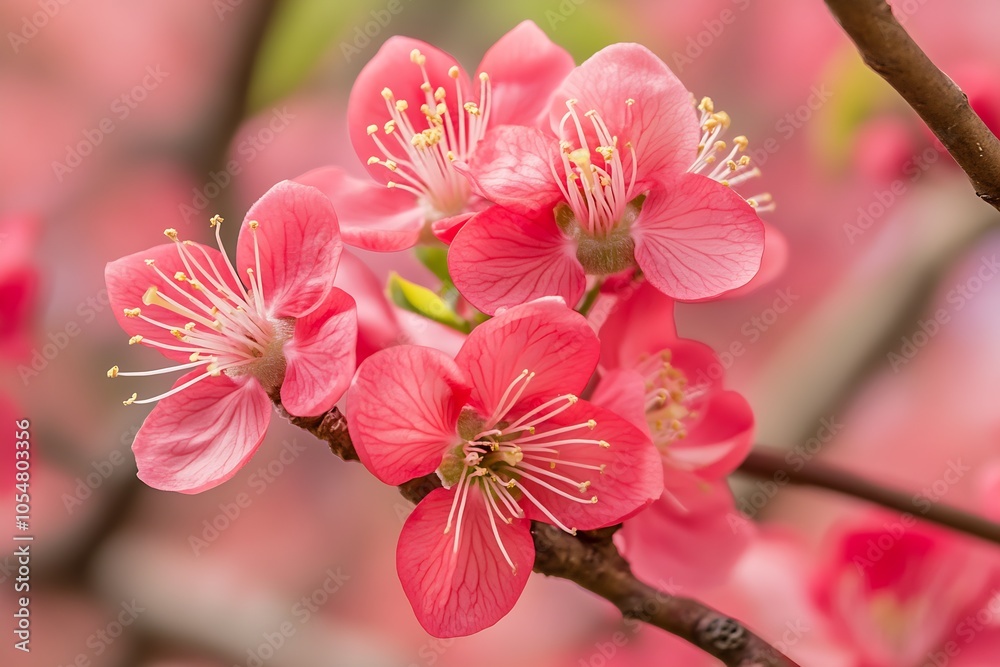 Obraz premium Close Up of Vibrant Spring Cherry Blossoms on a Tree Branch Outdoors in Full Bloom : Generative AI
