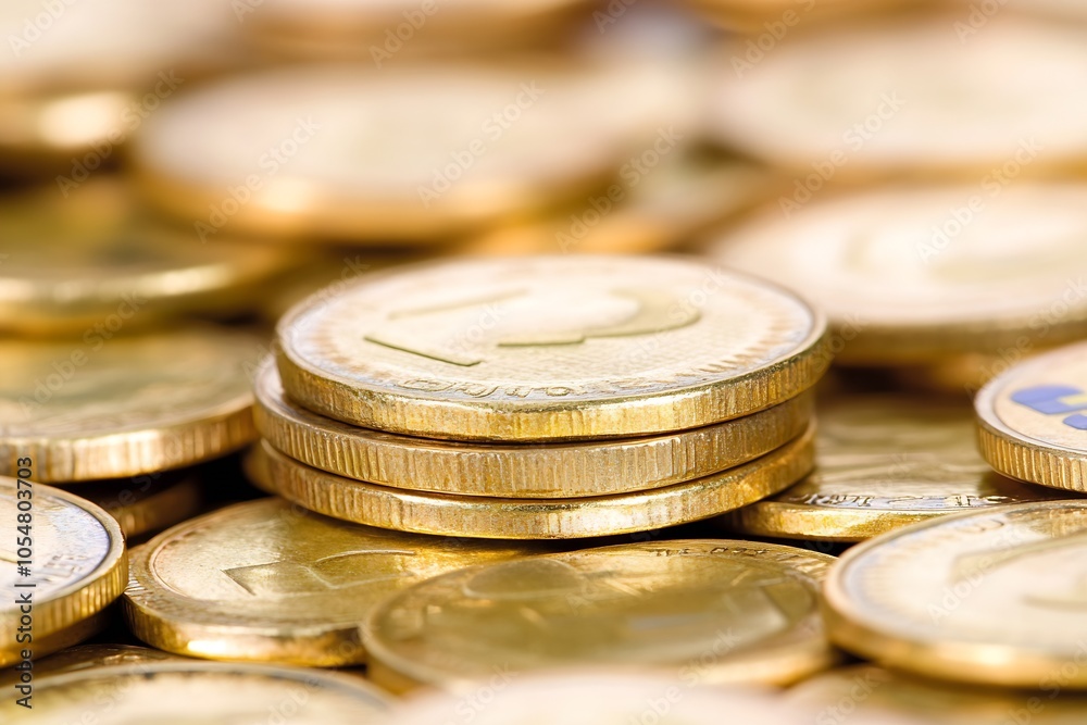 Stacks of Shiny Gold Coins Reflecting Wealth and Investment Opportunities in Modern Economy : Generative AI Stacks of Shiny Gold Coins Reflecting Wealth and Investment Opportunities in Modern Economy : Generative AI
