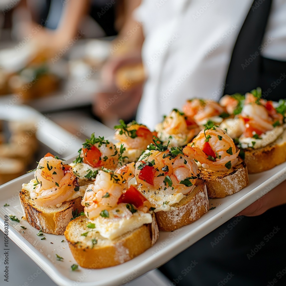 Waiter serving appetizers at elegant formal event Waiter serving appetizers at elegant formal event
