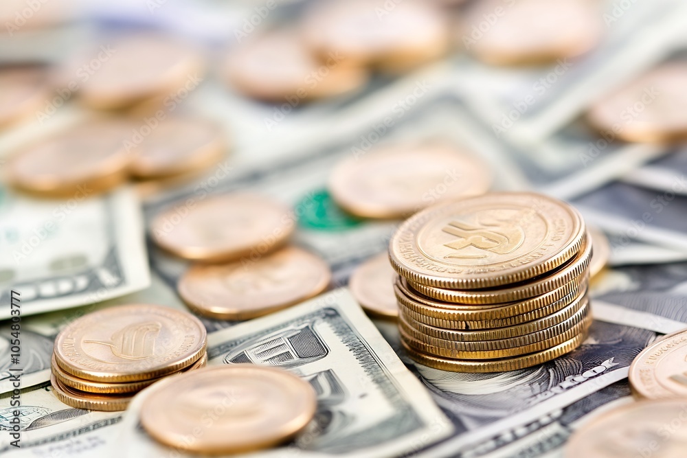 Stack of Coins and Banknotes Representing Financial Success and Wealth Growth : Generative AI Stack of Coins and Banknotes Representing Financial Success and Wealth Growth : Generative AI