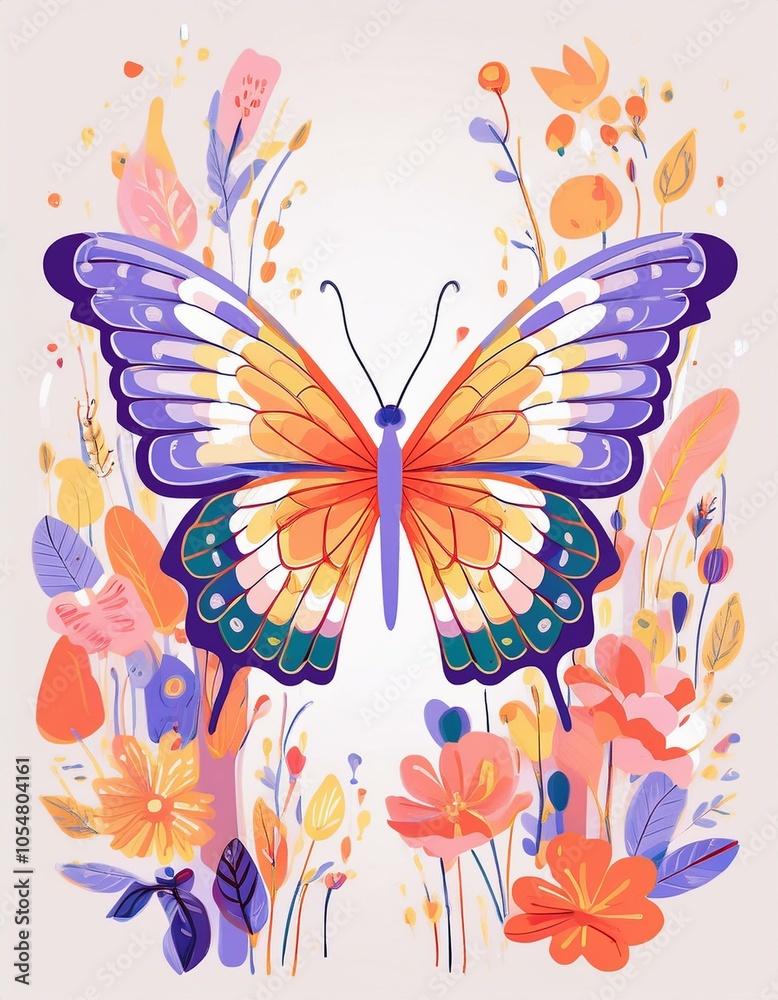Colorful butterfly in bloom