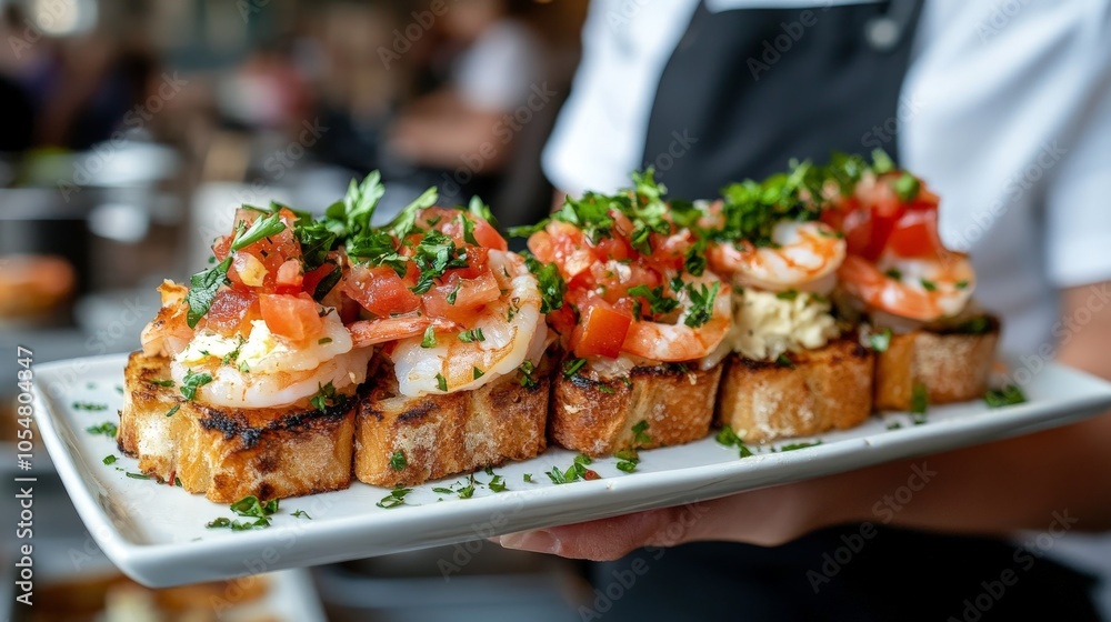 Waiter serving appetizers at elegant formal event Waiter serving appetizers at elegant formal event