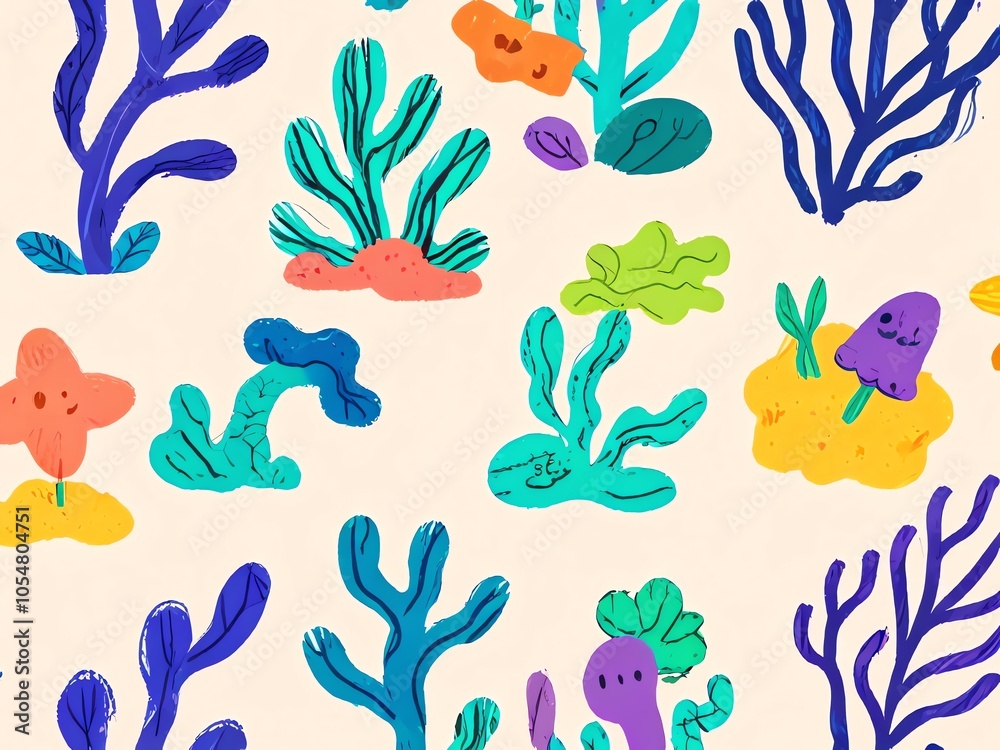 Colorful Abstract Seaweed Illustration Colorful Abstract Seaweed Illustration