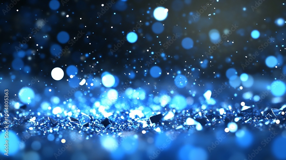 Obraz premium Floating Blue Bokeh Lights with Sparkling Effects for Festive Seasonal Designs : Generative AI