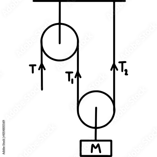 Physics Pulley System Force Diagram Vector