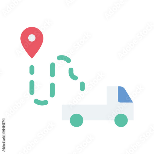 truck route shipping flat style