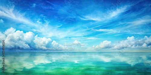 watercolor sea and sky gradient background with clouds texture aerial view