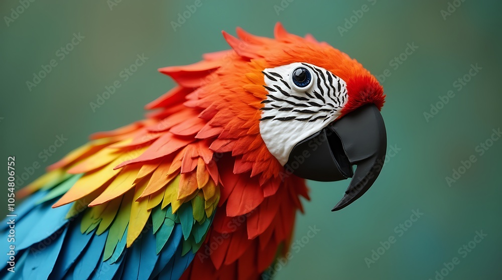 Fototapeta premium Lifelike Parrot with Expressive Eyes and Vibrant Feathers in Realistic Colors